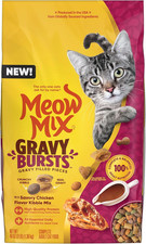 Meow Mix Gravy Bursts Dry Cat Food, Chicken, 3 LB Bag 3.02 per pound