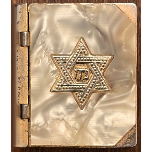 Vintage Judaica Travel Mezuzah Case Mother of Pearl Star of David Chai Gold Tone