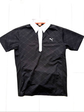 PUMA Mens Polo Shirt Black White Short Sleeve...