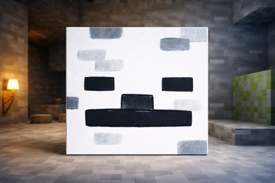 Hand-Painted Minecraft- Skeleton Canvas Painting   8 × 10 in (Fan Art)