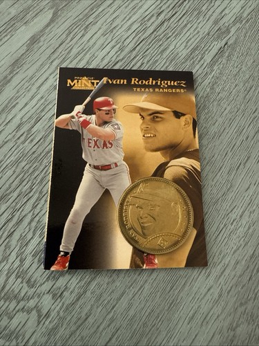 1997 PINNACLE MINT BRONZE IVAN PUDGE RODRIQUEZ #25 HOF w/ Coin - Picture 3 of 3