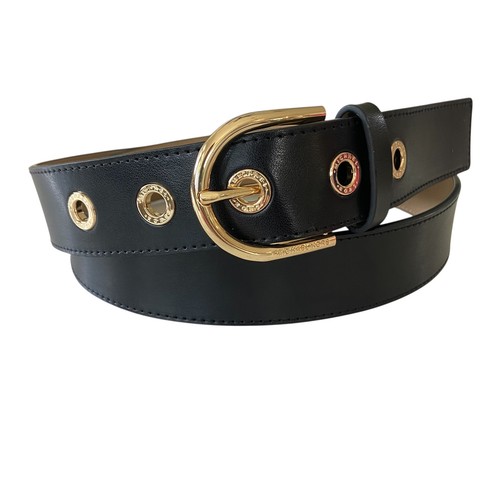 MICHAEL Michael Kors Black Leather Belt Gold Buckle Grommet Holes 1X