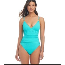 Bleu by Rod Beattie Pique Ole Ruched One Piece Swimsuit Size 10 Laguna NWT