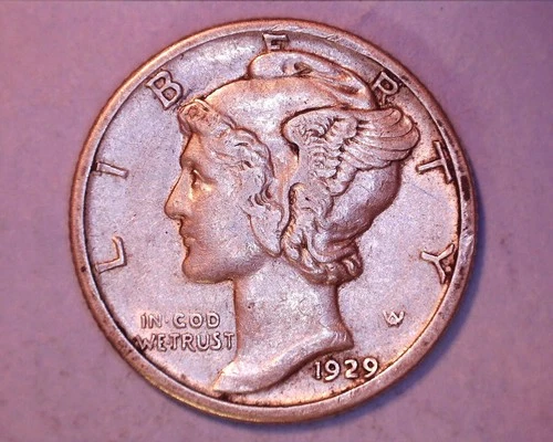 1929=S Mercury Head Silver Dime   XF *** 217-6A