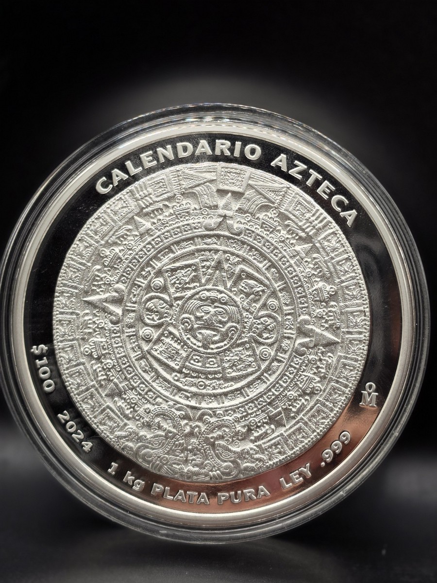 額縁　ニューメキシコ 2024 1 Kilo Prooflike Silver Mexican Aztec Calendar w/ COA 060/500