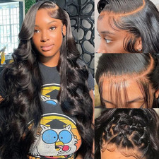13X6 Body Wave Transparent Lace Front Wigs Human Hair Pre Plucked 180 Density HD