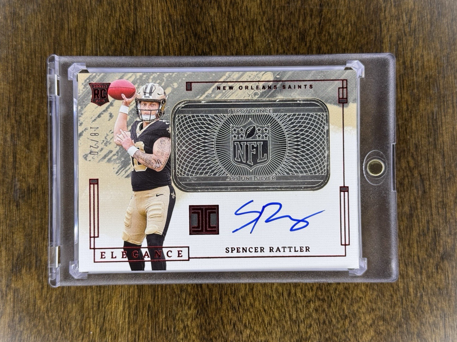 2024 Panini Impeccable Spencer Rattler Elegance Silver Ounce Rookie Auto /20