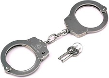 Double Lock Steel Police Edition Professional Grade Handcuffs Silver