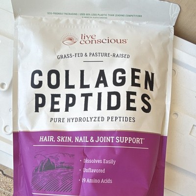 Live Conscious Collagen Peptides Powder Unflavored 16oz Hair Skin Joint Support