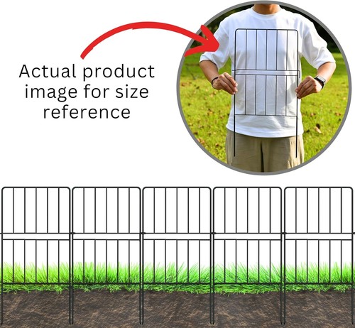 Classic Black Metal Garden Fencing - 20 Panels 12inL x 24inH Outdoor Barrier - Afbeelding 6 van 11