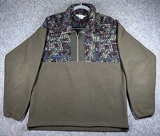 VTG 90s Columbia Fleece Sweatshirt Pullover Jacket Navy Green Size LG USA MADE