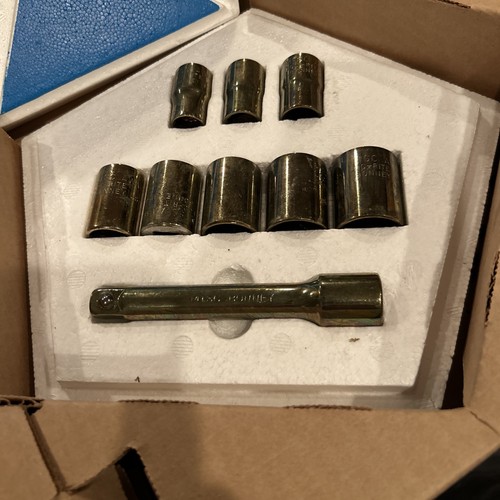 Vintage Bonney Gold 1/2" 8 pcs SAE Socket Set +  Extension Chrysler MTSC Award - Foto 1 di 13