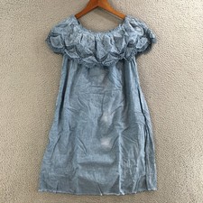 NOX ROSE Dress Womens S Peasant Boho Lace Embroidered Off Shoulder Tunic Blue