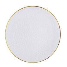 CLEAR 6 Round 13" Hammered Plastic Charger Plates Gold Rim Party Decorations