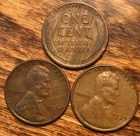 3 Lincoln Wheat Cents w/Defective Planchet / Lamination / Struck-Thru Error Lot