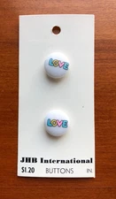 Set of 2 White Rounded Top with LOVE Shank Buttons 5/8" wide JHB International