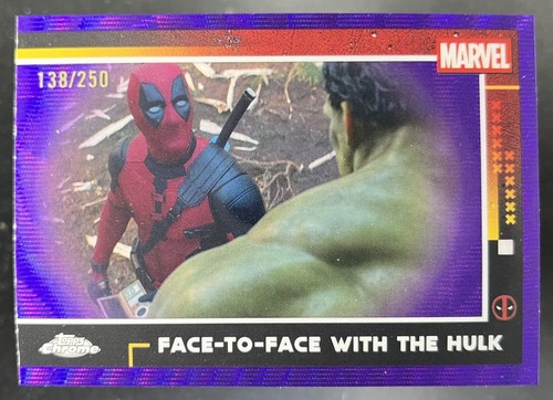 2025 Topps Chrome Deadpool Face-To-Face With The Hulk Purple Wave /250