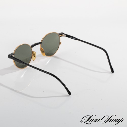 Vintage 1990s Private Eyes Made in Austria Black Fire Tortoise Round Sunglasses - Picture 6 of 11