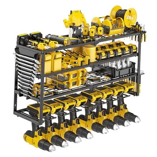 Heavy Duty 4-Tier Metal Wall Mount Drill Holder for Power Tools