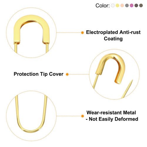 21pcs Large Safety Pins 80mm 3.15 Inch Metal Safety Pins Clips Multicolored - 第 3/5 張圖片