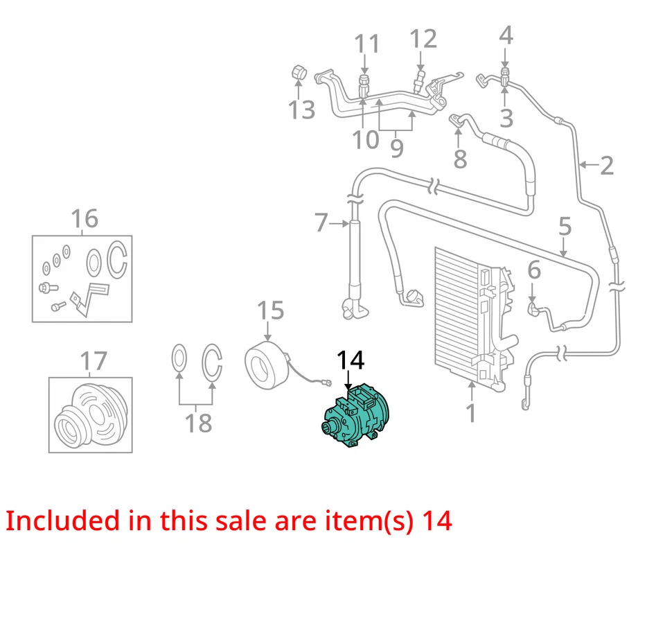 Compresor de aire acondicionado Chrysler 300 09-10 104 k millas OEM LKQ Foto 4 de 4