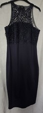 AX Paris Navy Lace Bodycon Dress Sleeveless Midi Cocktail Party UK 12