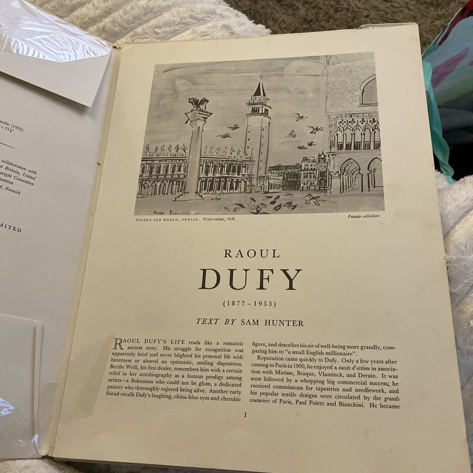 To Inform Poster 1954 Raoul Dufy Art Book By Abrams 1st Edition w/ 16 hinged Art Prints ...