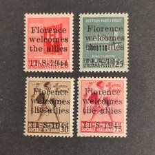 RSI 1944 Florence welcomes the allies blocco 4 valori 20-25-30-75 CTO