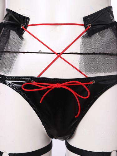 Damen, Herren Body Cutout Dessous Training Turnanzug Schwimmkostüm Overall PU - Bild 12 von 24