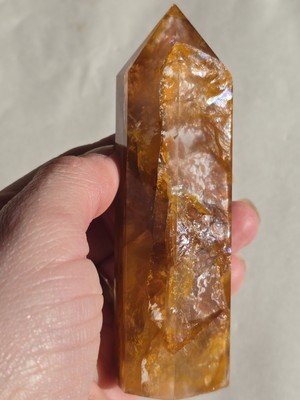 140g Golden Healer Crystal Palm Tower Point Gemstone Healing 