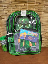 Minecraft Niños 5 Piezas 16" Mochila Set con Auriculares y Bolsa de Almuerzo