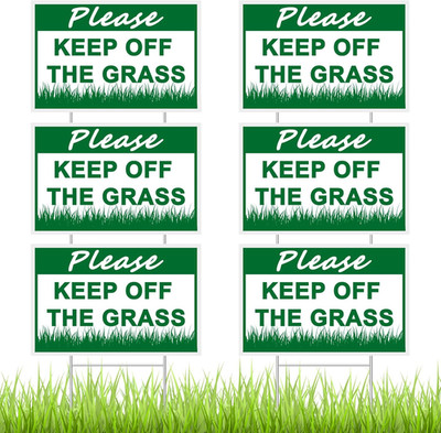 6 Pcs 6 X 9 Inch Please Keep off Grass Sign Double Sided Plastic Lawn Garden Sig