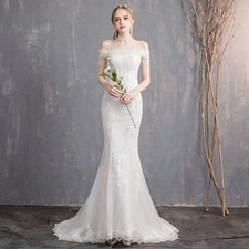 Elegant Mermaid Wedding Dresses Off The Shoulder Lace Applique Court Train Dress