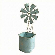 Windmill-Style Planter Vintage-Style Plant Pot Green and Gold