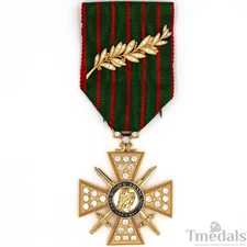 France Croix de Guerre 1914–1918 w/ Diamonds – Marshal Foch – 925 Silver Replica