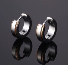 Titan Titanium Klappcreolen Kreolen Ohrringe Bicolor Gold Damen Herren Schmuck