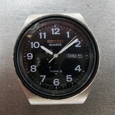 Seiko Type II Watch Men 35mm Black Dial Silver Tone Daydate 8223