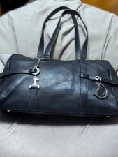 Christian Dior Black Leather Handbag 20cm Used No Return