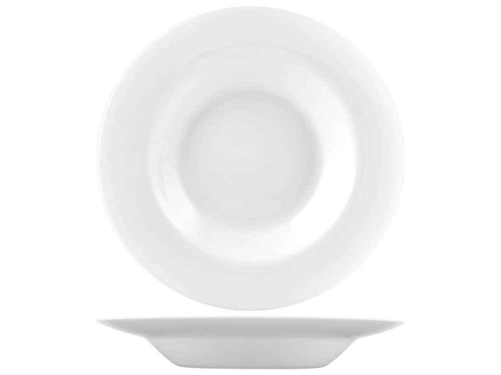 Set of 6 Premiere Opal Glass Pasta Plates White 28 cm H&H