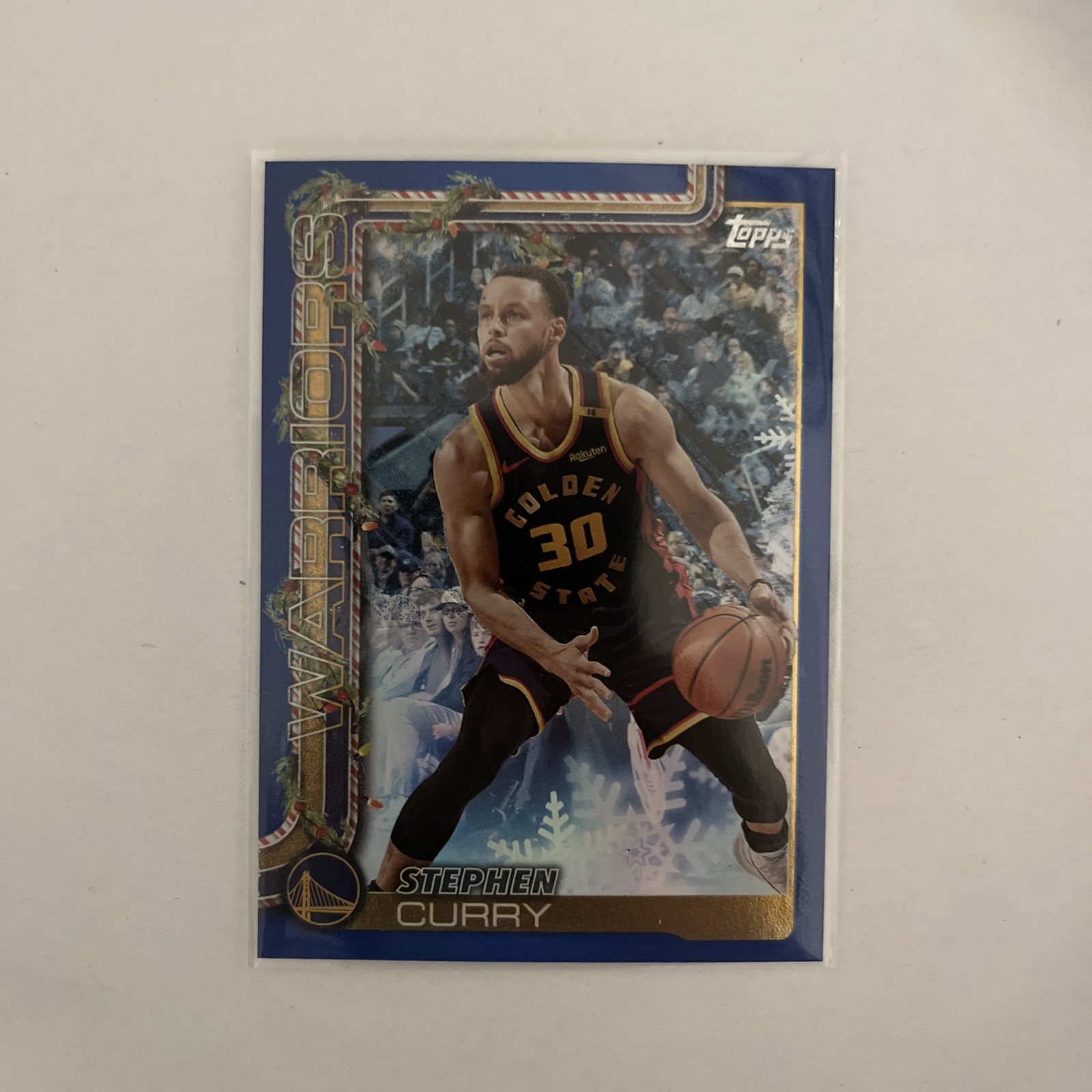 2025-26 Topps Holiday - Stephen Curry #H106 Holiday Metallic Blue Glitter