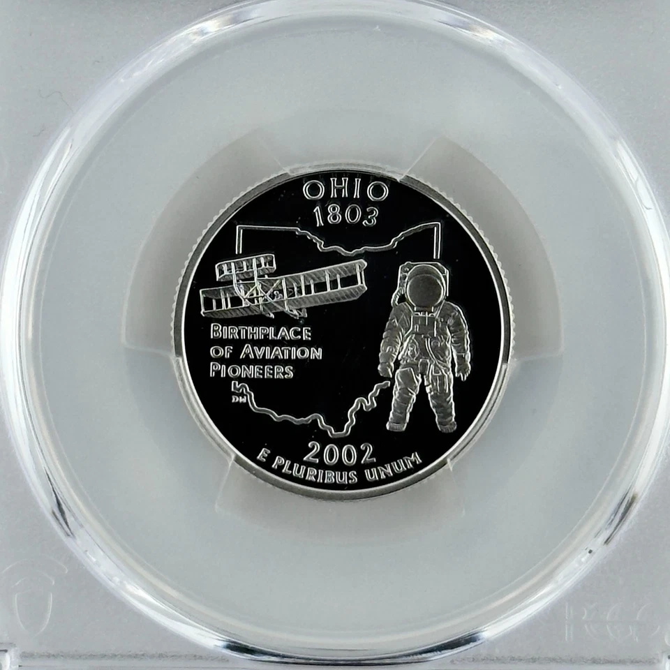 Ohio Silver Quarter PR 70 DCAM PCGS 2002-S Best Top Grade 25c OH State Flag - Image 3 of 4