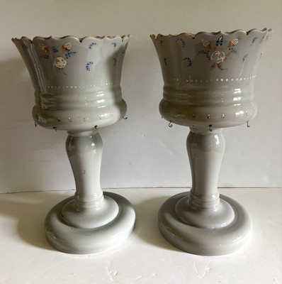 Pair of Antique Lustres no crystal prisms 13.5 