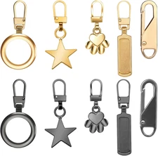 SET of 10 Zipper Pulls, Decorative Charm Zipper Pulls for Small Holes and Boots,