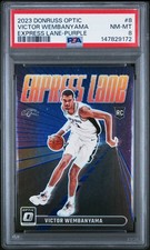 2023 PANINI DONRUSS OPTIC EXPRESS LANE PURPLE #8 VICTOR WEMBANYAMA PSA 8