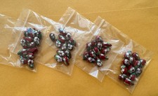 4 dozens cloisonne beads, red green pink and gold, teardrop, 13 x 8 mm