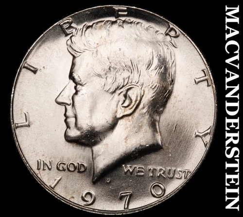 1970-D Kennedy Half Dollar- Silver- Choice Gem Brilliant Unc+++ Luster #i9071