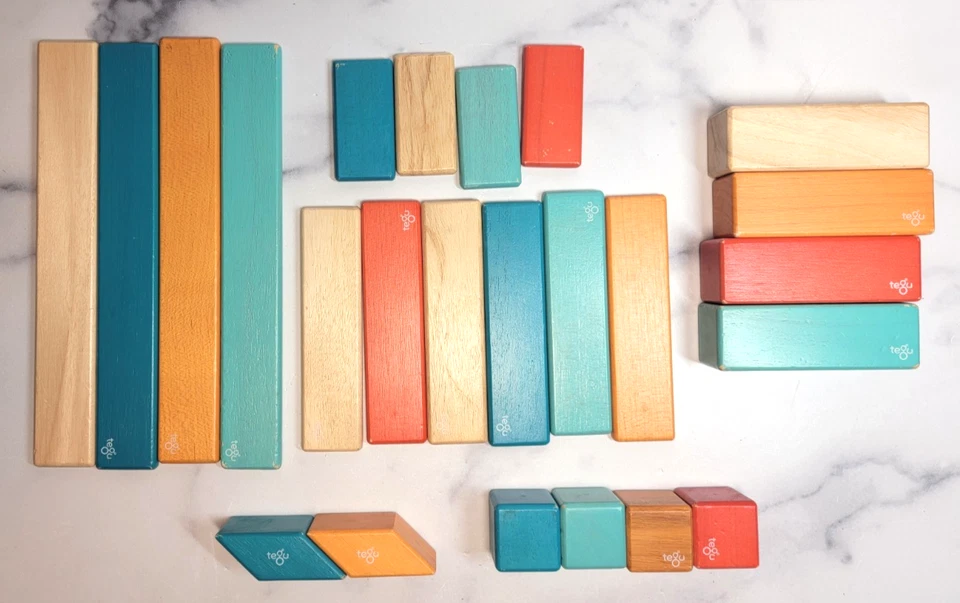 Tegu Juego de 24 Piezas Clásico Magnético Bloque de Madera Juguete de Construcción Tintes Usado Foto 2 de 4