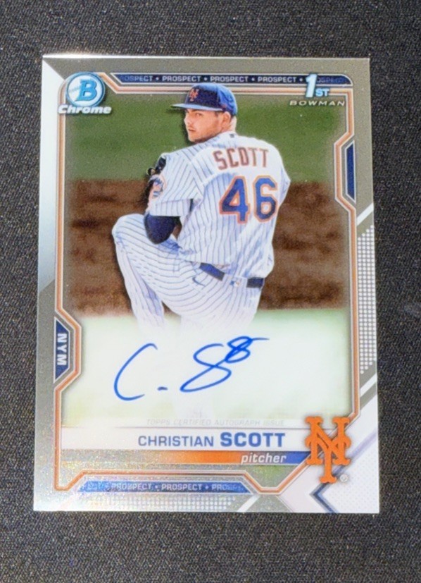 2021 Bowman Chrome Christian Scott Auto 1st Prospect #CDA-CS Mets