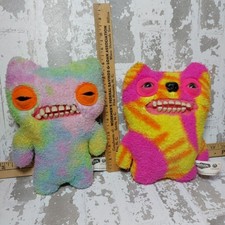Fugglers Plush Lot x2 Pastel Rainbow and Old Tooth Stuffed Animals w/ Teeth