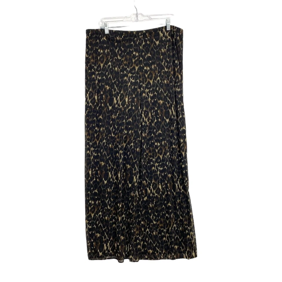 Dressbarn Collection Wide Leg Pants Women's Size XL Black Brown Lined Flowy - Image 2 of 4